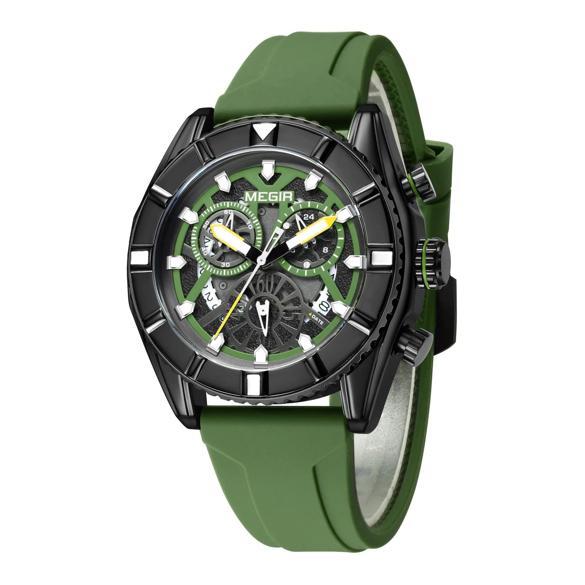 MEGIR Fashion Military Sports Watches for Men Silicone Waterproof Quartz Wristwatches with Chronograph Clock Date 24-hour 2209 by MEGIR WATCH GROUP