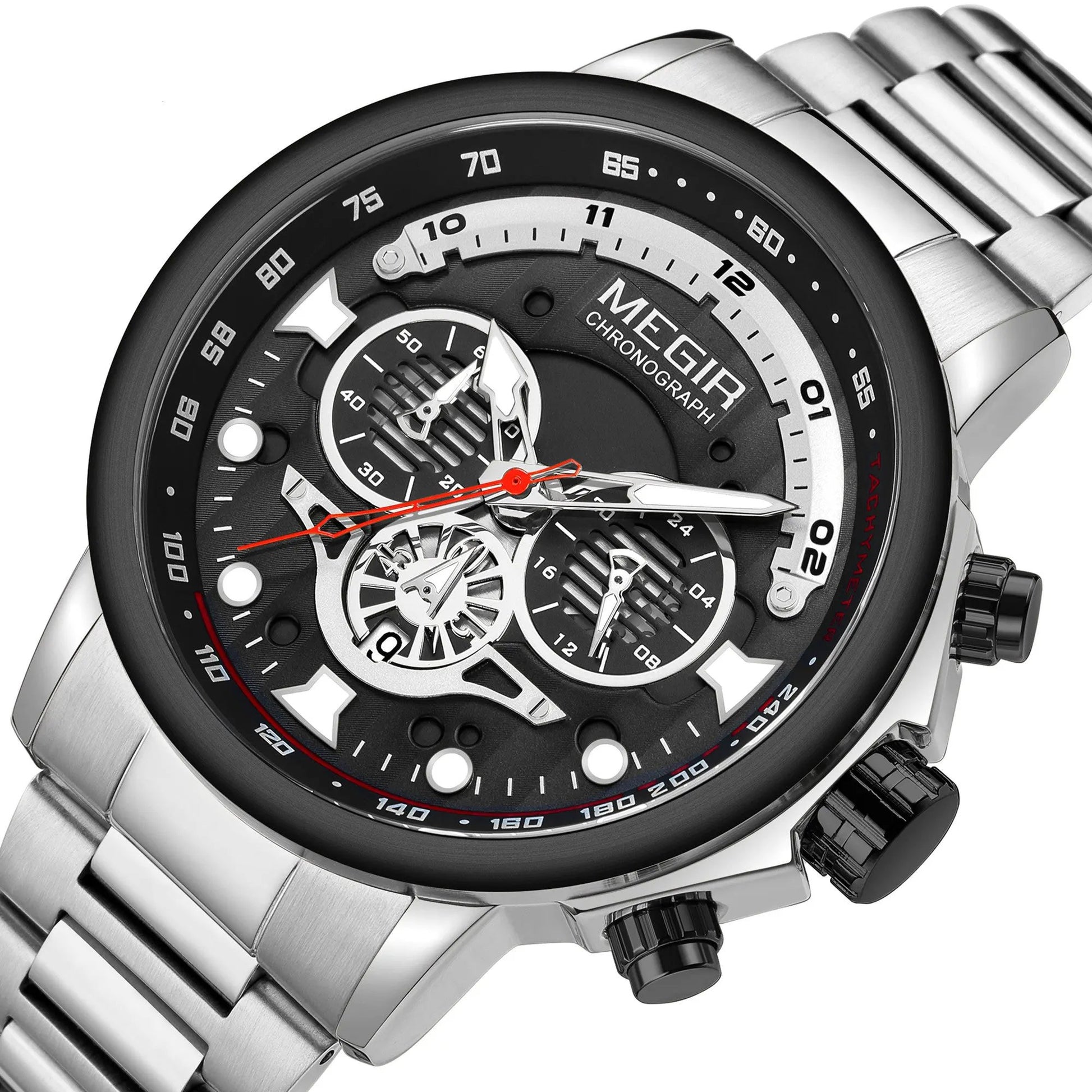 MEGIR Luxury Men Watches Stainless Steel Quartz Wristwatches Fashion Men Business Watch Clock Male Chronograph Relogio Masculino 2223 by MEGIR WATCH GROUP