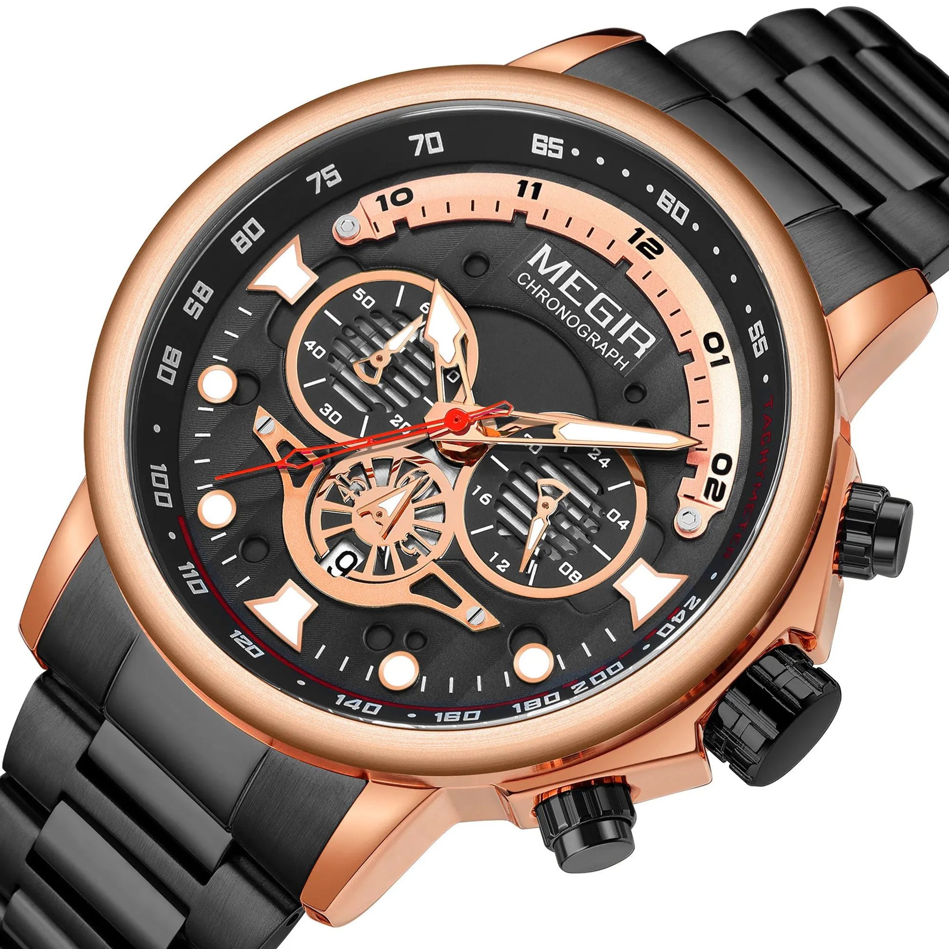 MEGIR Luxury Men Watches Stainless Steel Quartz Wristwatches Fashion Men Business Watch Clock Male Chronograph Relogio Masculino 2223 by MEGIR WATCH GROUP