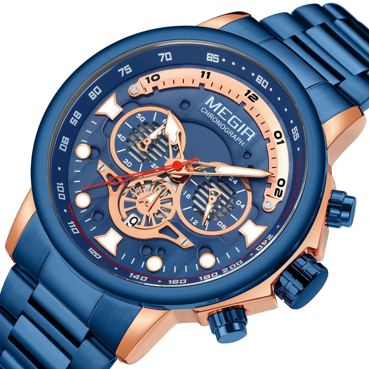 MEGIR Luxury Men Watches Stainless Steel Quartz Wristwatches Fashion Men Business Watch Clock Male Chronograph Relogio Masculino 2223 by MEGIR WATCH GROUP