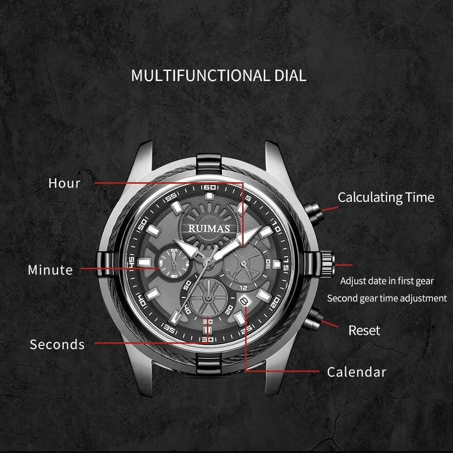 RUIMAS Top Luxury Quartz Wristwatches Men Silicone Large Dial Military Sports Watches Waterproof Luminous Date Reloj Hombre 311 by MEGIR WATCH GROUP