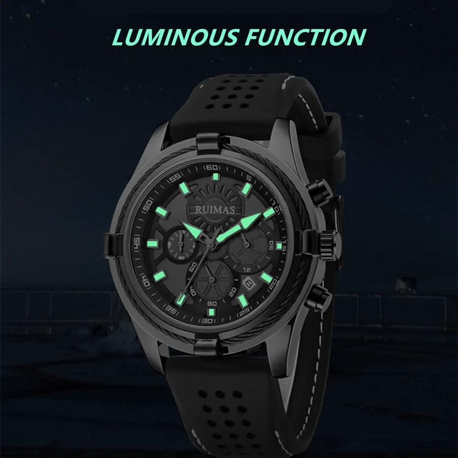 RUIMAS Top Luxury Quartz Wristwatches Men Silicone Large Dial Military Sports Watches Waterproof Luminous Date Reloj Hombre 311 by MEGIR WATCH GROUP
