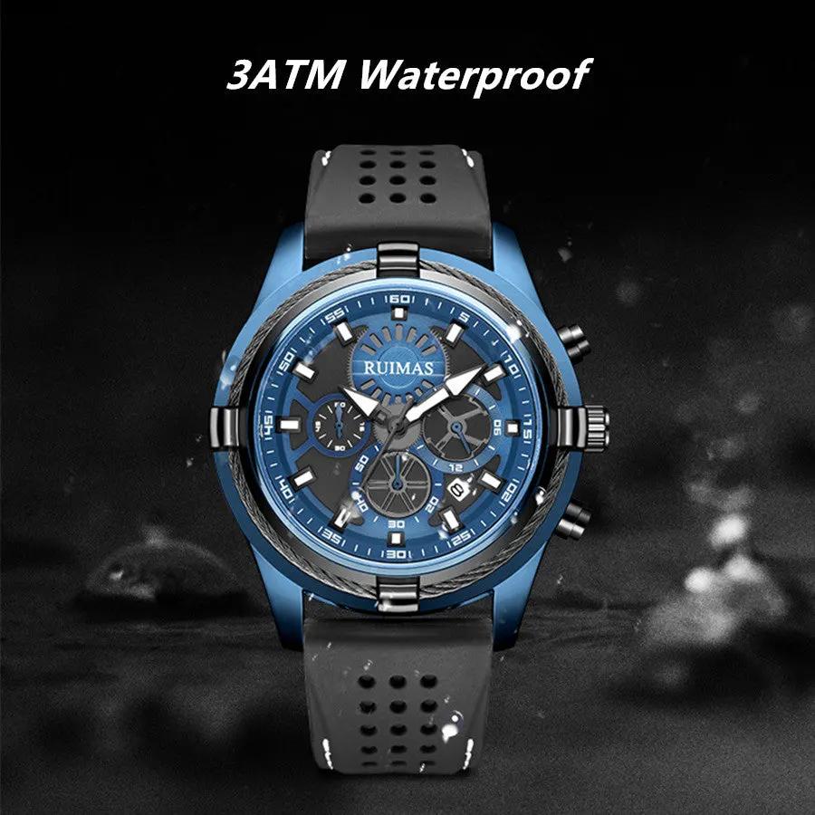 RUIMAS Top Luxury Quartz Wristwatches Men Silicone Large Dial Military Sports Watches Waterproof Luminous Date Reloj Hombre 311 by MEGIR WATCH GROUP