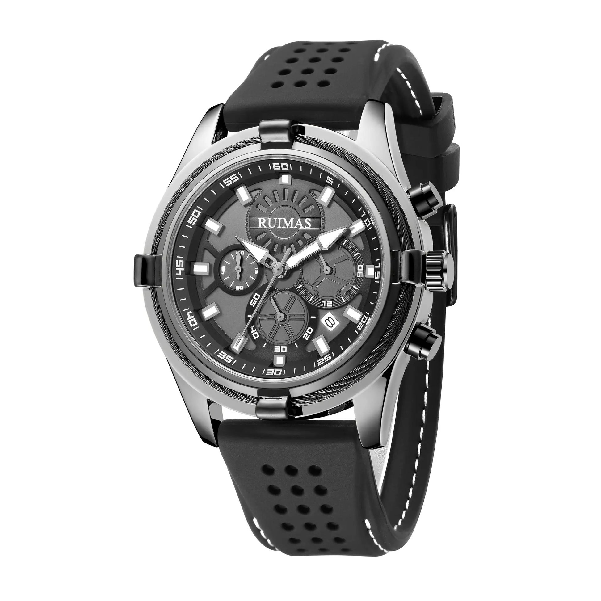 RUIMAS Top Luxury Quartz Wristwatches Men Silicone Large Dial Military Sports Watches Waterproof Luminous Date Reloj Hombre 311 by MEGIR WATCH GROUP