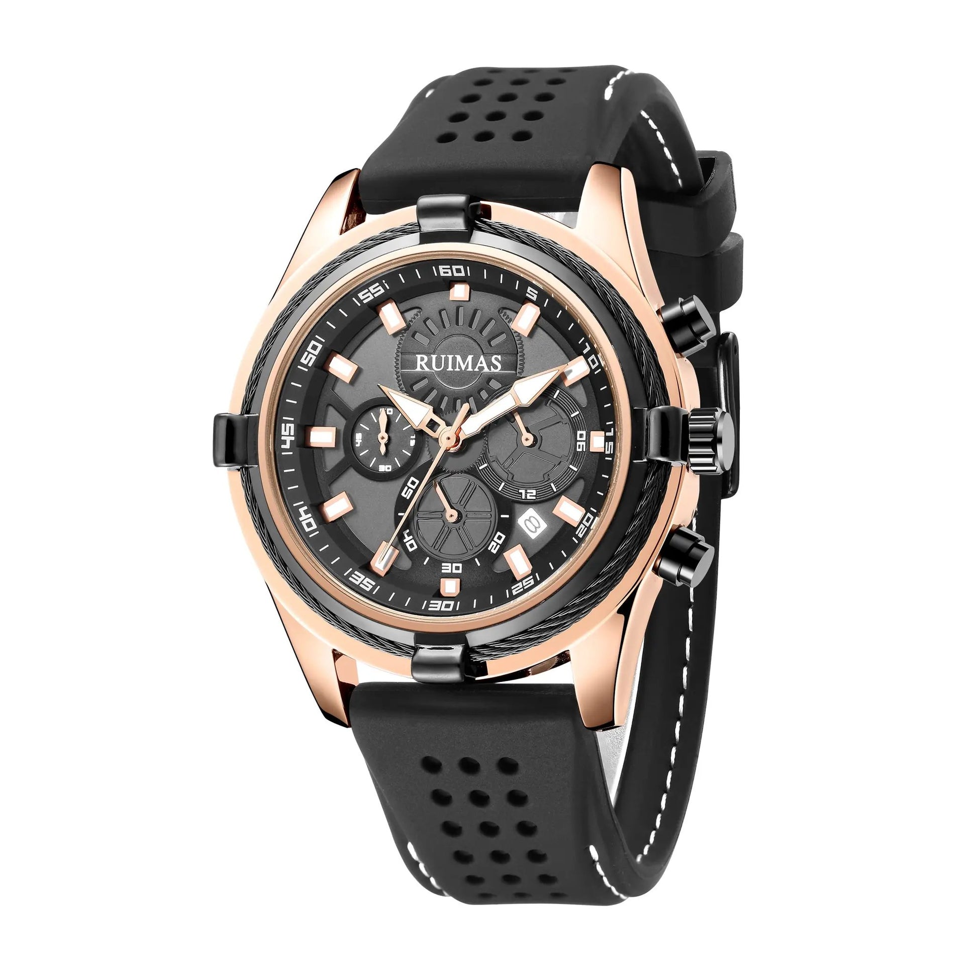 RUIMAS Top Luxury Quartz Wristwatches Men Silicone Large Dial Military Sports Watches Waterproof Luminous Date Reloj Hombre 311 by MEGIR WATCH GROUP
