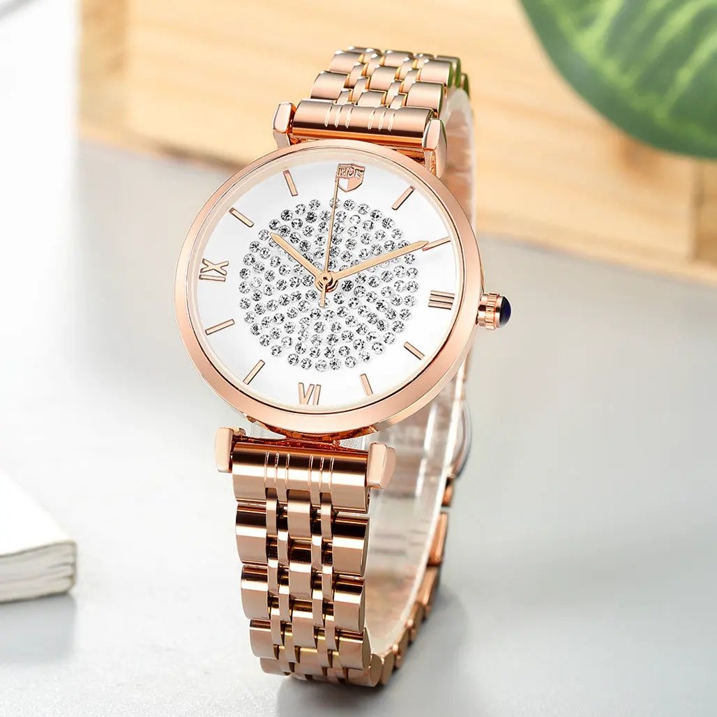 RUIMAS Fashion Women Watch Luxury Quartz Wristwatch Stainless Steel Ladies Casual Watches Dress Clock Relogio Feminino 538 by MEGIR WATCH GROUP