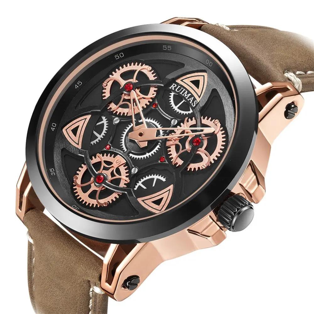 RUIMAS Brand Quartz Sport Watches for Men Fashion Military Casual Wrist Watch Waterproof Leather Male Clock Reloj Hombre 550 by MEGIR WATCH GROUP
