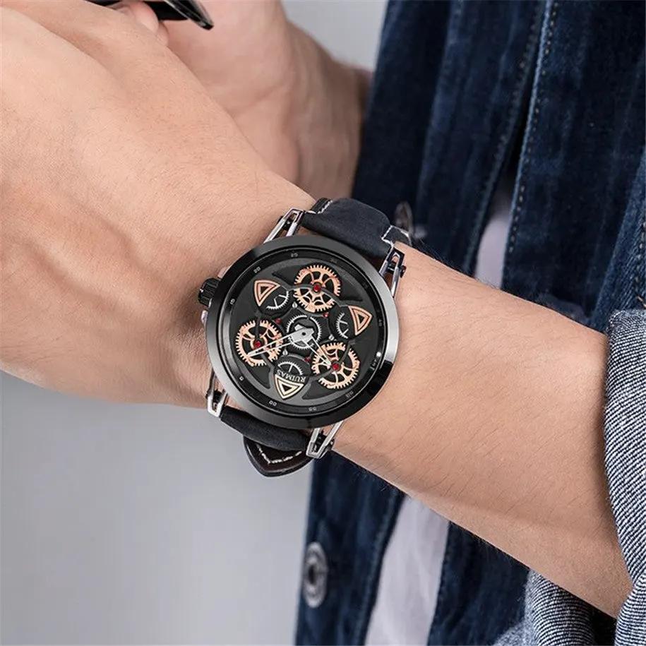 RUIMAS Brand Quartz Sport Watches for Men Fashion Military Casual Wrist Watch Waterproof Leather Male Clock Reloj Hombre 550 by MEGIR WATCH GROUP