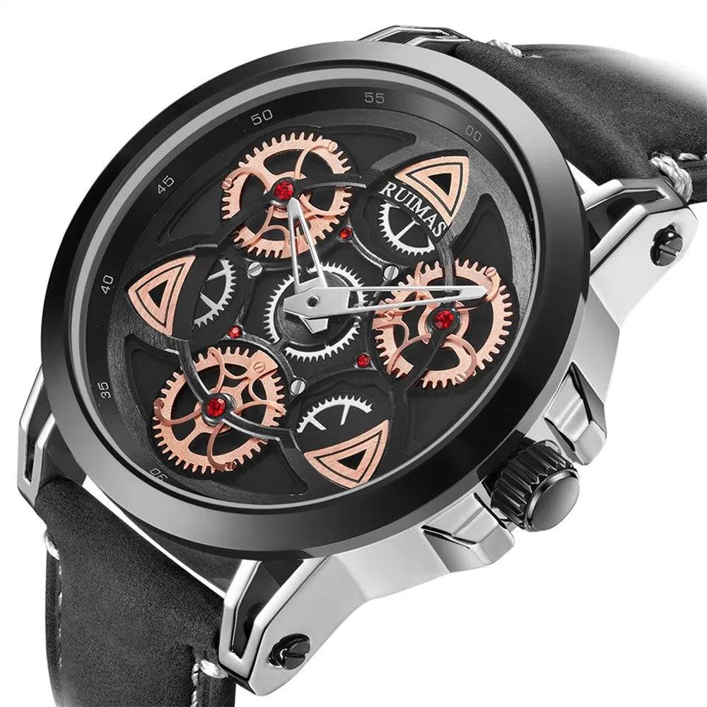 RUIMAS Brand Quartz Sport Watches for Men Fashion Military Casual Wrist Watch Waterproof Leather Male Clock Reloj Hombre 550 by MEGIR WATCH GROUP