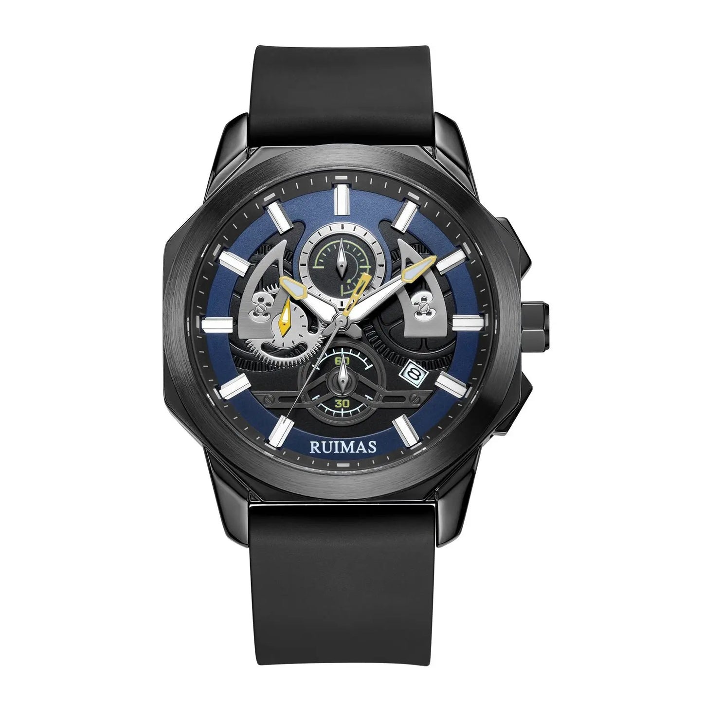RUIMAS Sports Watches for Men Casual Luxury Quartz Wristwatch Calendar Luminous Silicone Chronograph Clock reloj hombre 581 by MEGIR WATCH GROUP