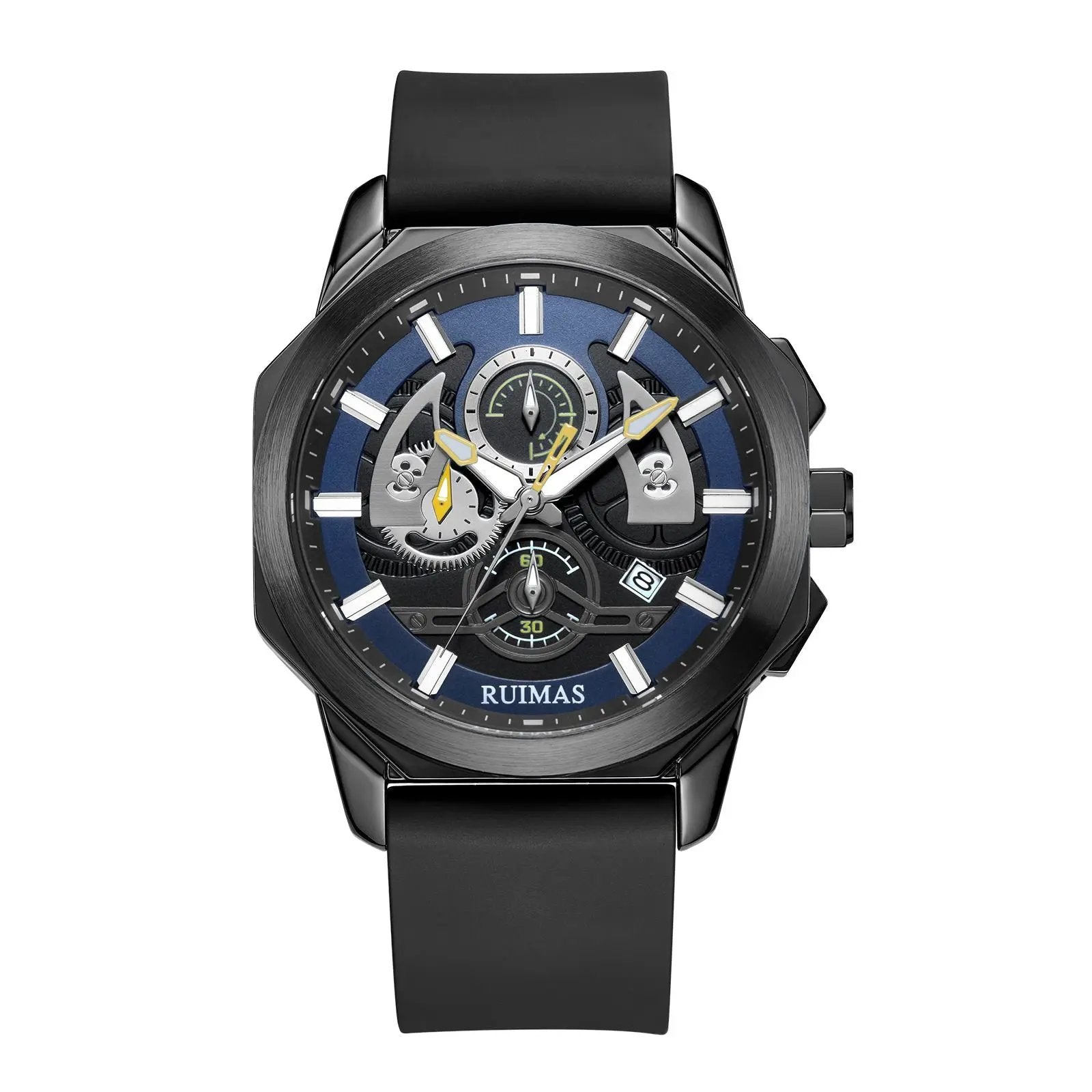 RUIMAS Sports Watches for Men Casual Luxury Quartz Wristwatch Calendar Luminous Silicone Chronograph Clock reloj hombre 581 by MEGIR WATCH GROUP