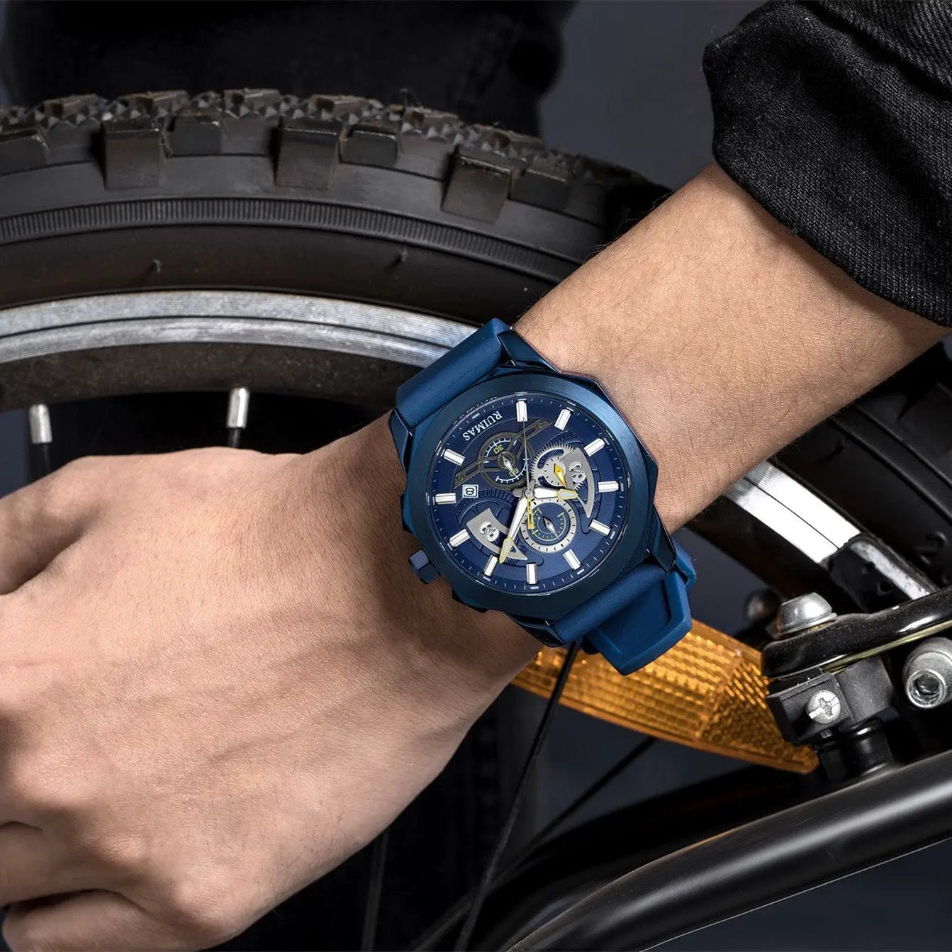 RUIMAS Sports Watches for Men Casual Luxury Quartz Wristwatch Calendar Luminous Silicone Chronograph Clock reloj hombre 581 by MEGIR WATCH GROUP