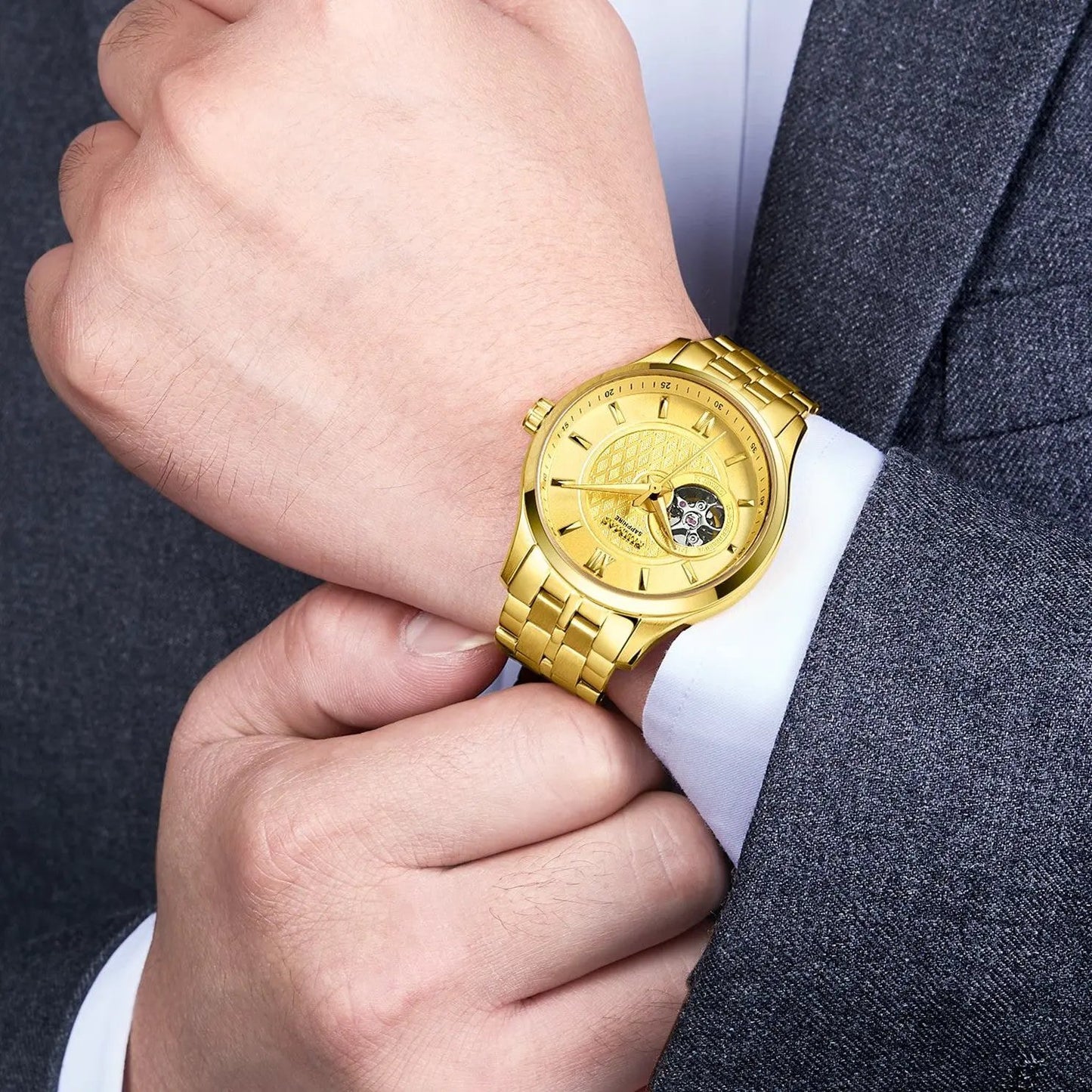 RUIMAS Business Men Watch Luxury Fashion Automatic Mechanical Watches for Men Waterproof Male Wristwatch Relogio Masculino 6754 by MEGIR WATCH GROUP