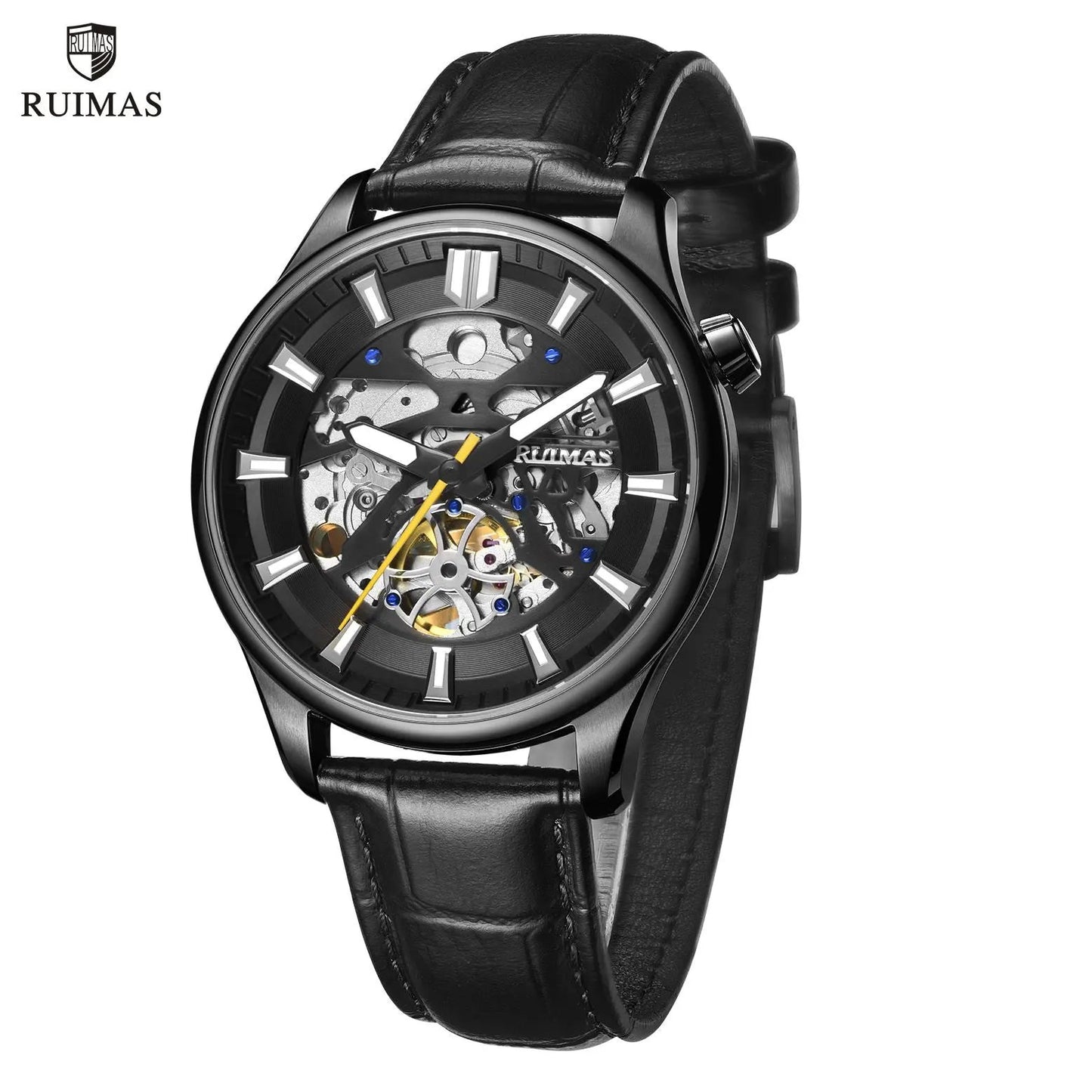 RUIMAS Men Mechanical Wristwatch Fashion Casual Leather Band Watch Luxury Sport Wrist Watch Chronograph Luminous Man Clock 6770 by MEGIR WATCH GROUP