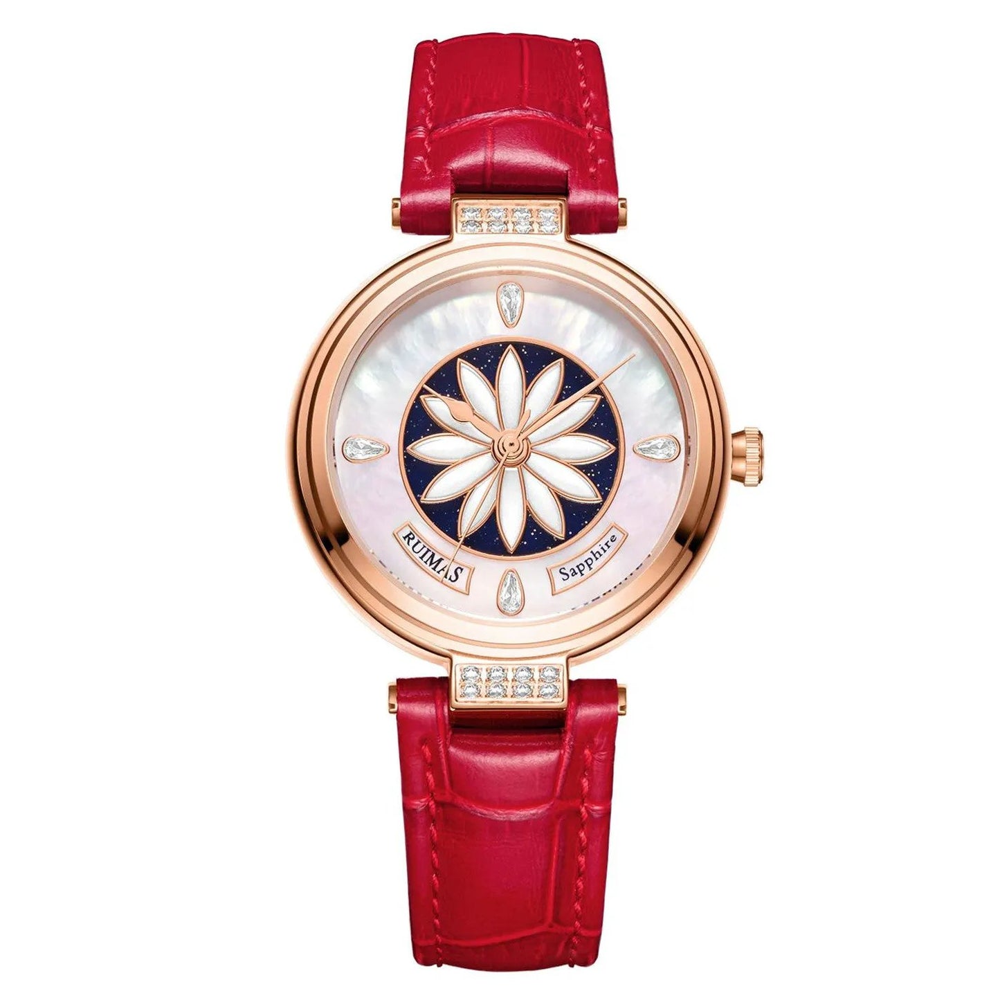 RUIMAS Women's Watch Automatic Mechanical Watches Sapphire Ladies Clock Top Brand Luxury Fashion Female Wristwatch Leather 6776 by MEGIR WATCH GROUP