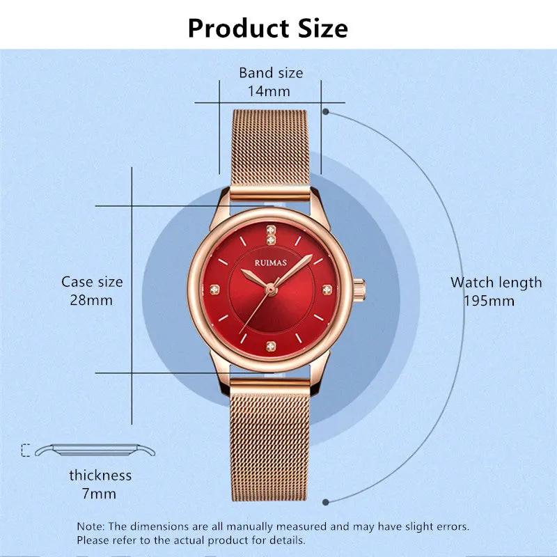 RUIMAS Women Watches Luxury Fashion Female Quartz Watch Steel Mesh Ladies Wristwatch Elegant Dress Clock Relogio Feminino 6779 by MEGIR WATCH GROUP