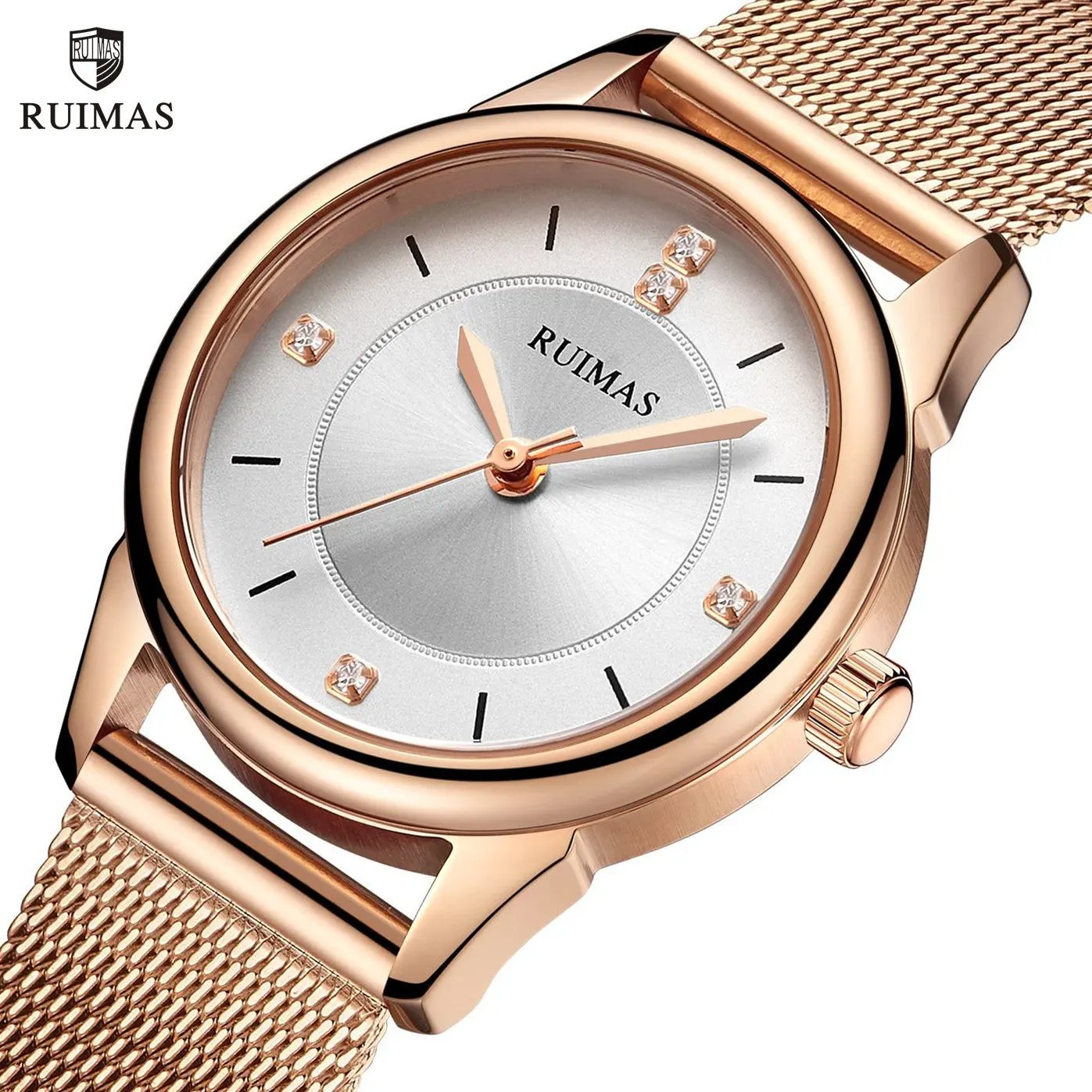 RUIMAS Women Watches Luxury Fashion Female Quartz Watch Steel Mesh Ladies Wristwatch Elegant Dress Clock Relogio Feminino 6779 by MEGIR WATCH GROUP