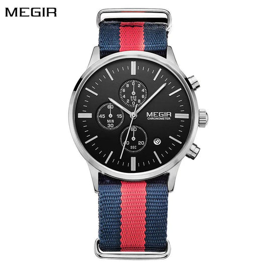 MEGIR Luxury Brand Sports Military Watches for Men Canvas Strap Fashion Men Chronograph Waterproof Luminous Quartz Wristwatch Clock 2011 by MEGIR WATCH GROUP