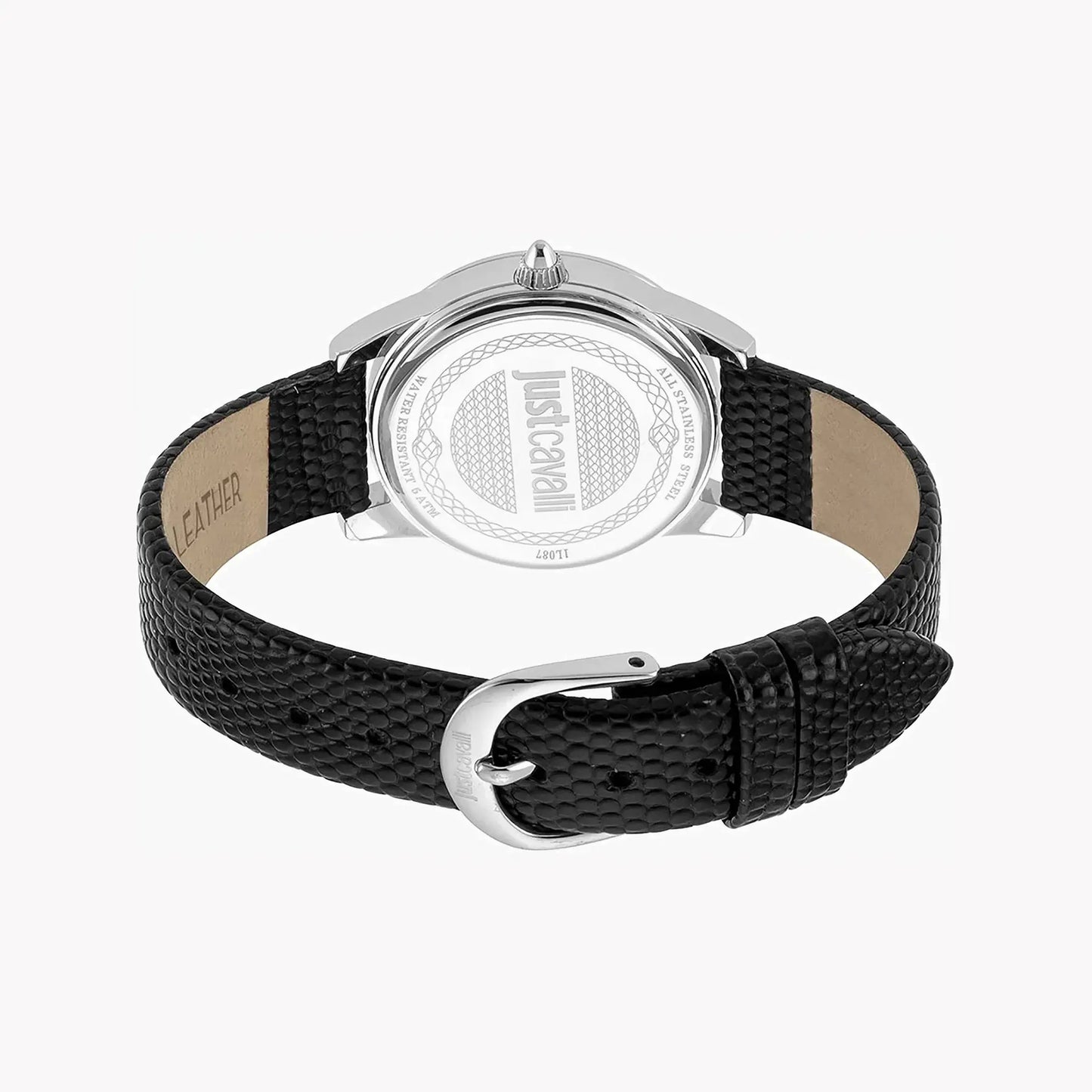 Just Cavalli Women's Black Leather Watch, Silver Dial | Jc1l087l0015 by JUST CAVALLI