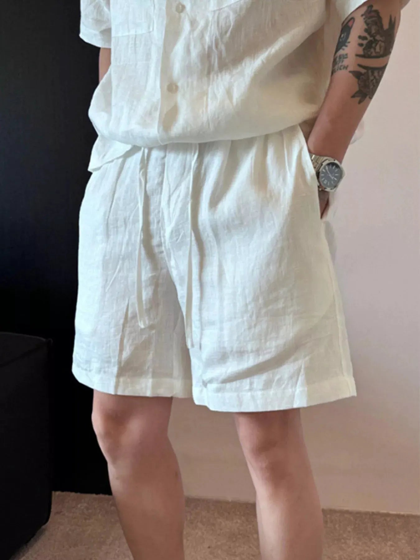 Men's Plus Size Lightweight Linen Blend Shorts by Trendsi
