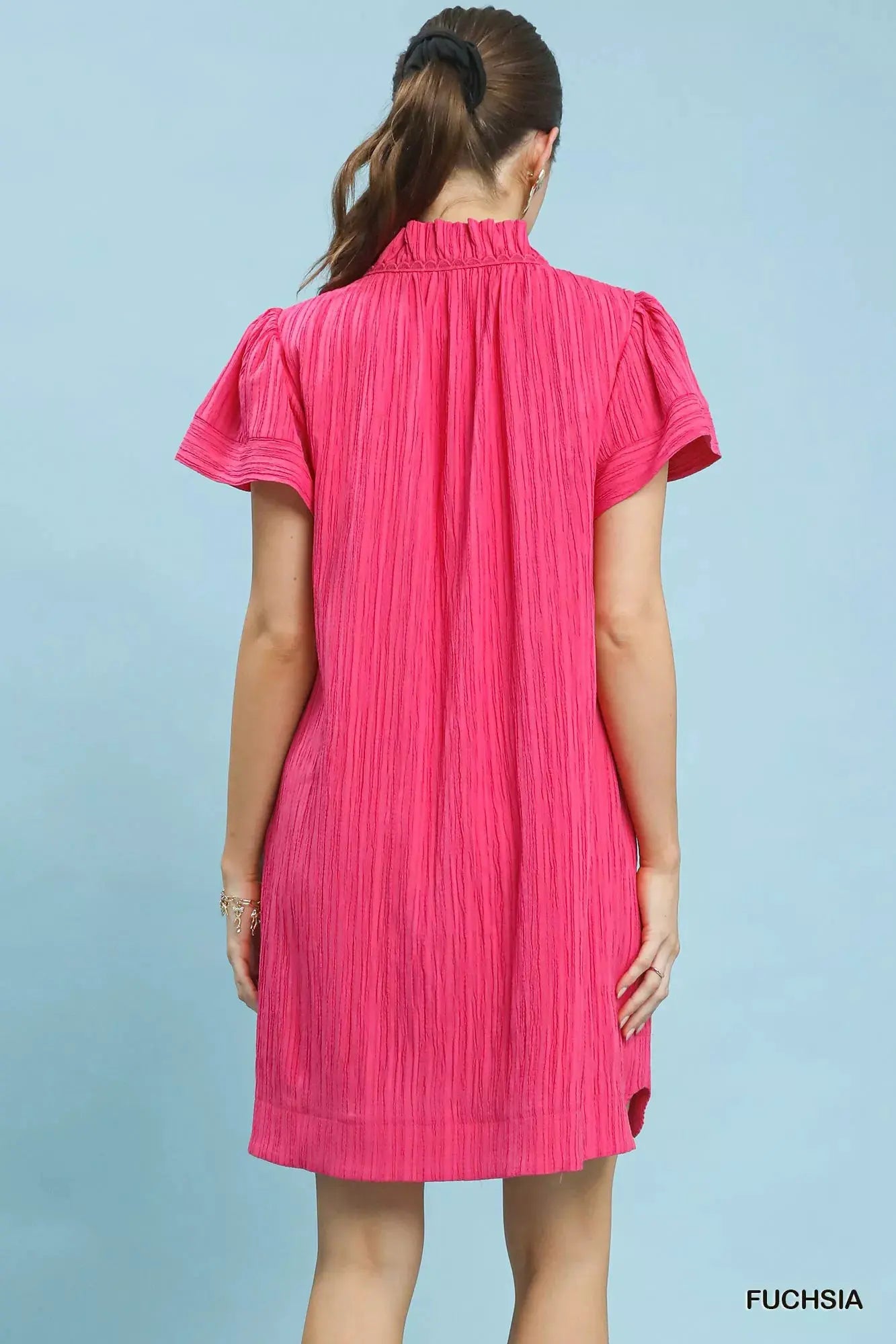 Umgee Flutter Sleeve V-Neck Shift Dress by Umgee