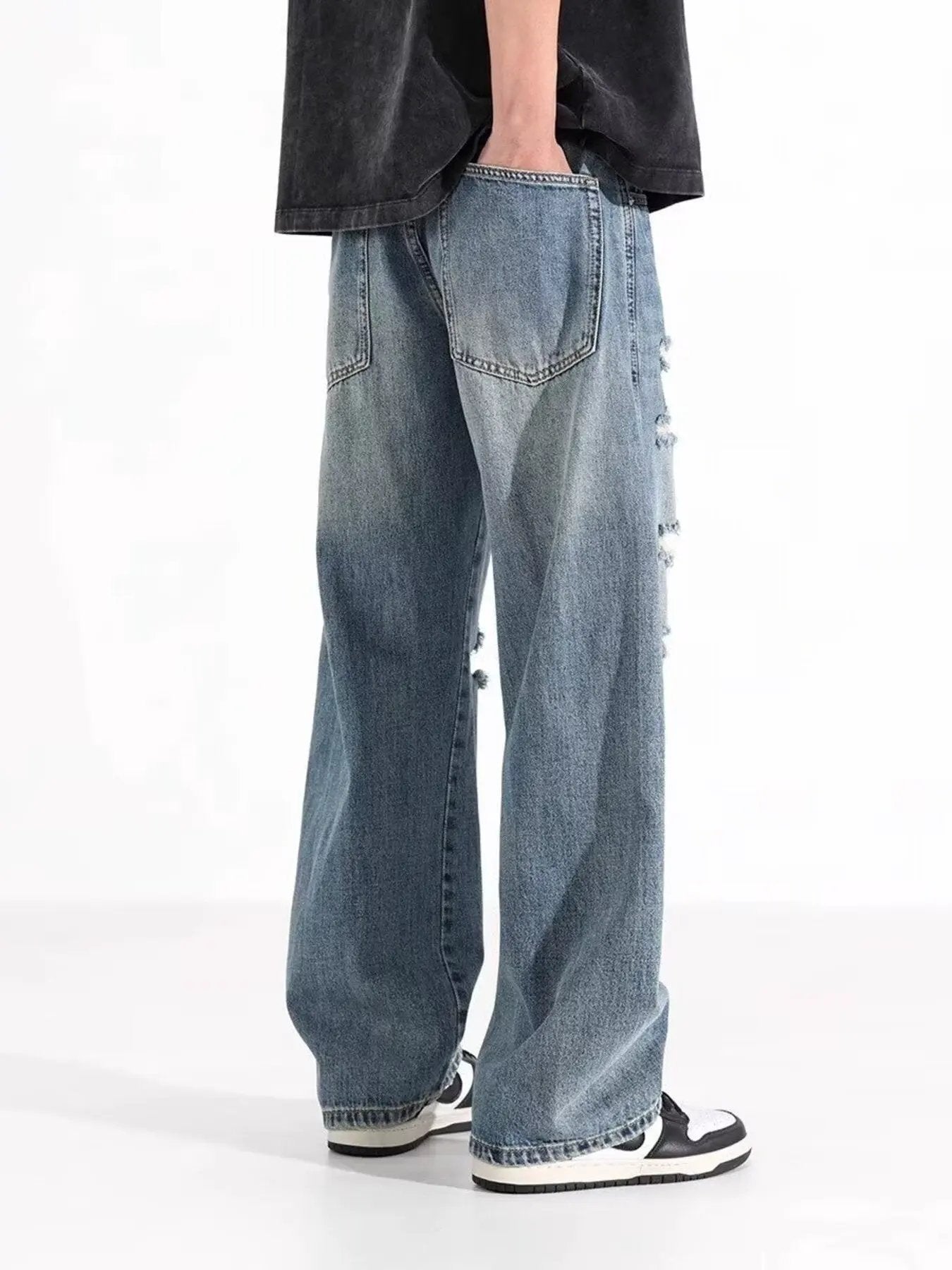 Men's Full Size Distressed Wide Leg Jeans Plus Size by Partner Label