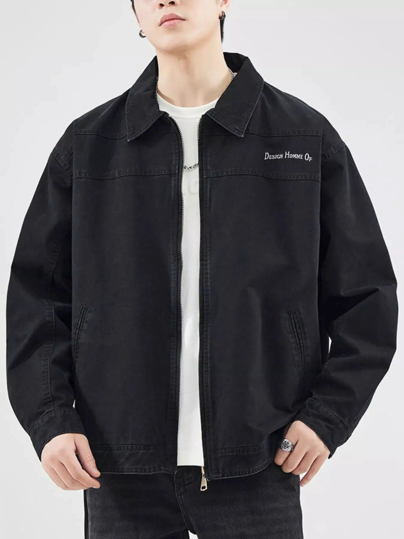 Men's Plus Size Zip Up Long Sleeve Jacket by Partner Label