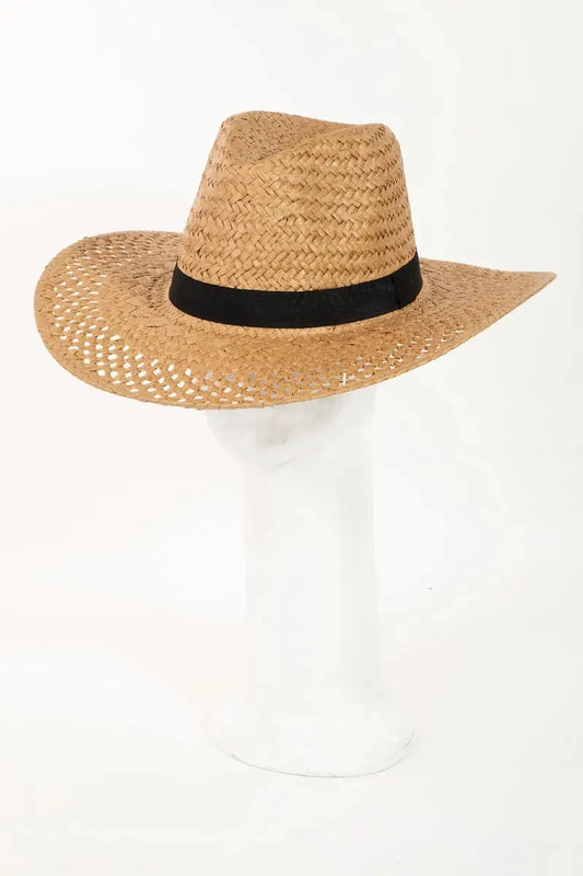 Fame Basket Weave Straw Sun Hat by Fame