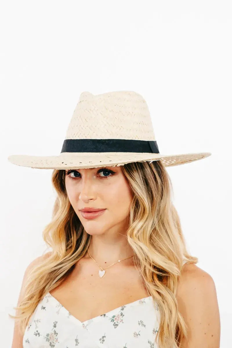 Fame Basket Weave Straw Sun Hat by Fame