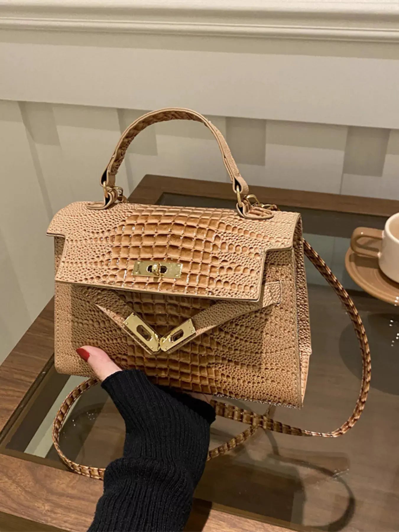 Embossed Flap Crossbody Bag by Partner Label