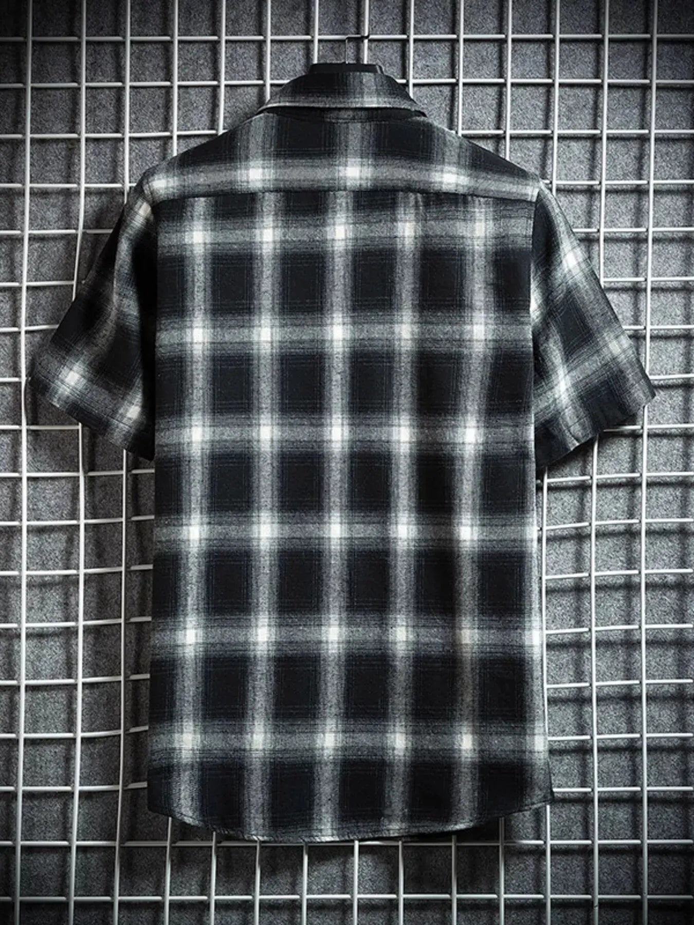 Men's Plus Size Plaid Button Up Short-Sleeve Shirt by Trendsi