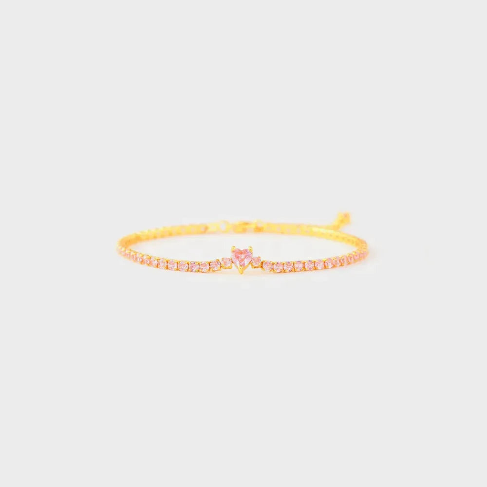 Heart Shape Inlaid Zircon 18K Gold-Plated Bracelet by Partner Label