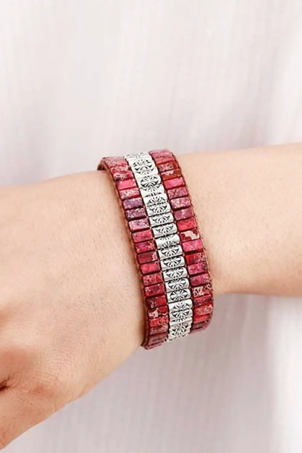Handmade Triple Layer Natural Stone Bracelet by Partner Label