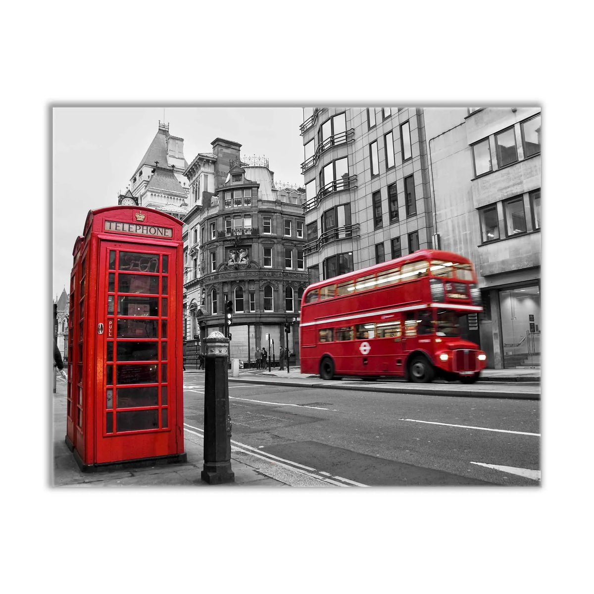 Canvas Print-Iconic Red Double Decker Bus & Phone Booth-Wall art by Gtaart.ca