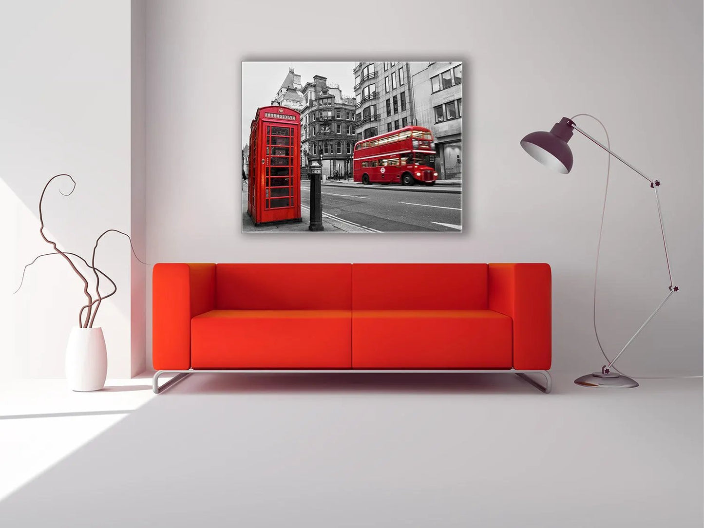Canvas Print-Iconic Red Double Decker Bus & Phone Booth-Wall art by Gtaart.ca
