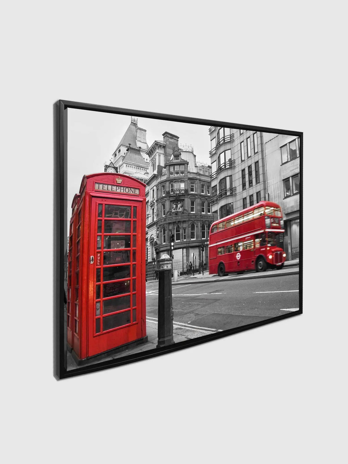 Canvas Print-Iconic Red Double Decker Bus & Phone Booth-Wall art by Gtaart.ca
