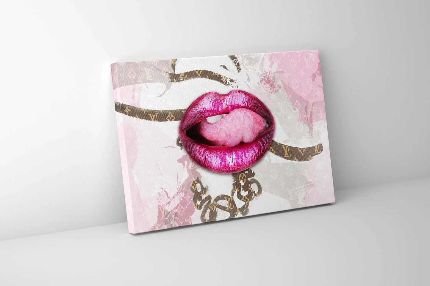 Canvas Wall Art-Pink Lips Overlay-Printed Artwork by Gtaart.ca