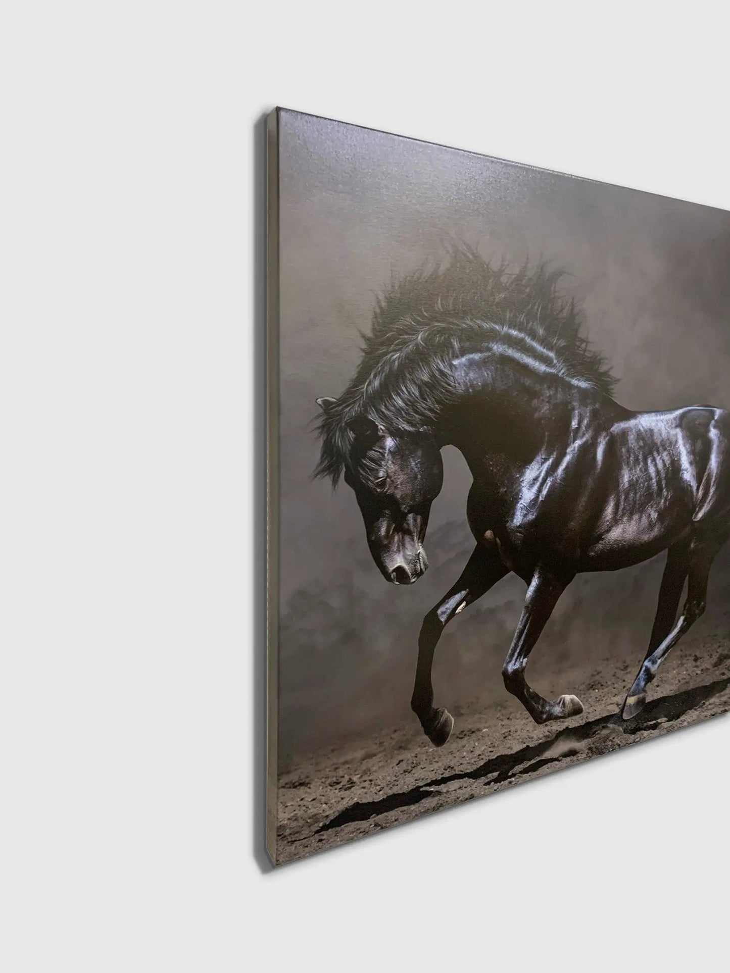 Black Majestic Horse - Wildlife Canvas Art - Diamond varnish by Gtaart.ca
