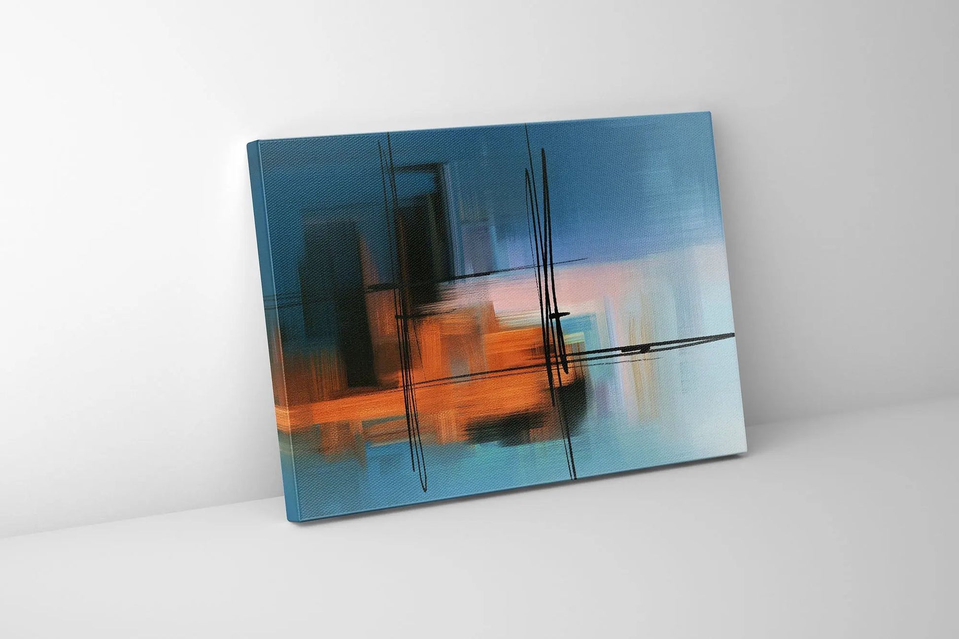 Wall Art-Hues of Blue Abstract- Fine Art Canvas - RGB varnish #4836-105 by Gtaart.ca