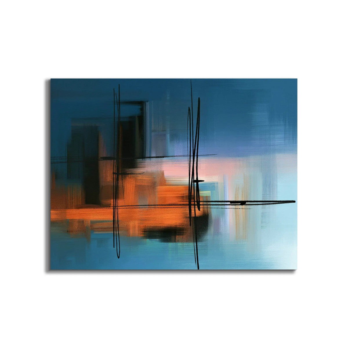 Wall Art-Hues of Blue Abstract- Fine Art Canvas - RGB varnish #4836-105 by Gtaart.ca