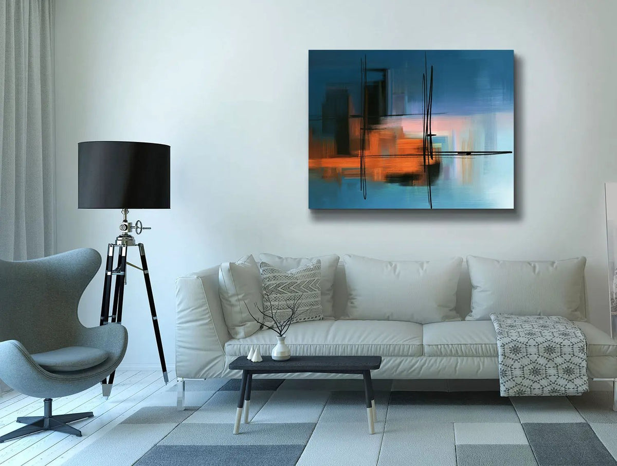 Wall Art-Hues of Blue Abstract- Fine Art Canvas - RGB varnish #4836-105 by Gtaart.ca