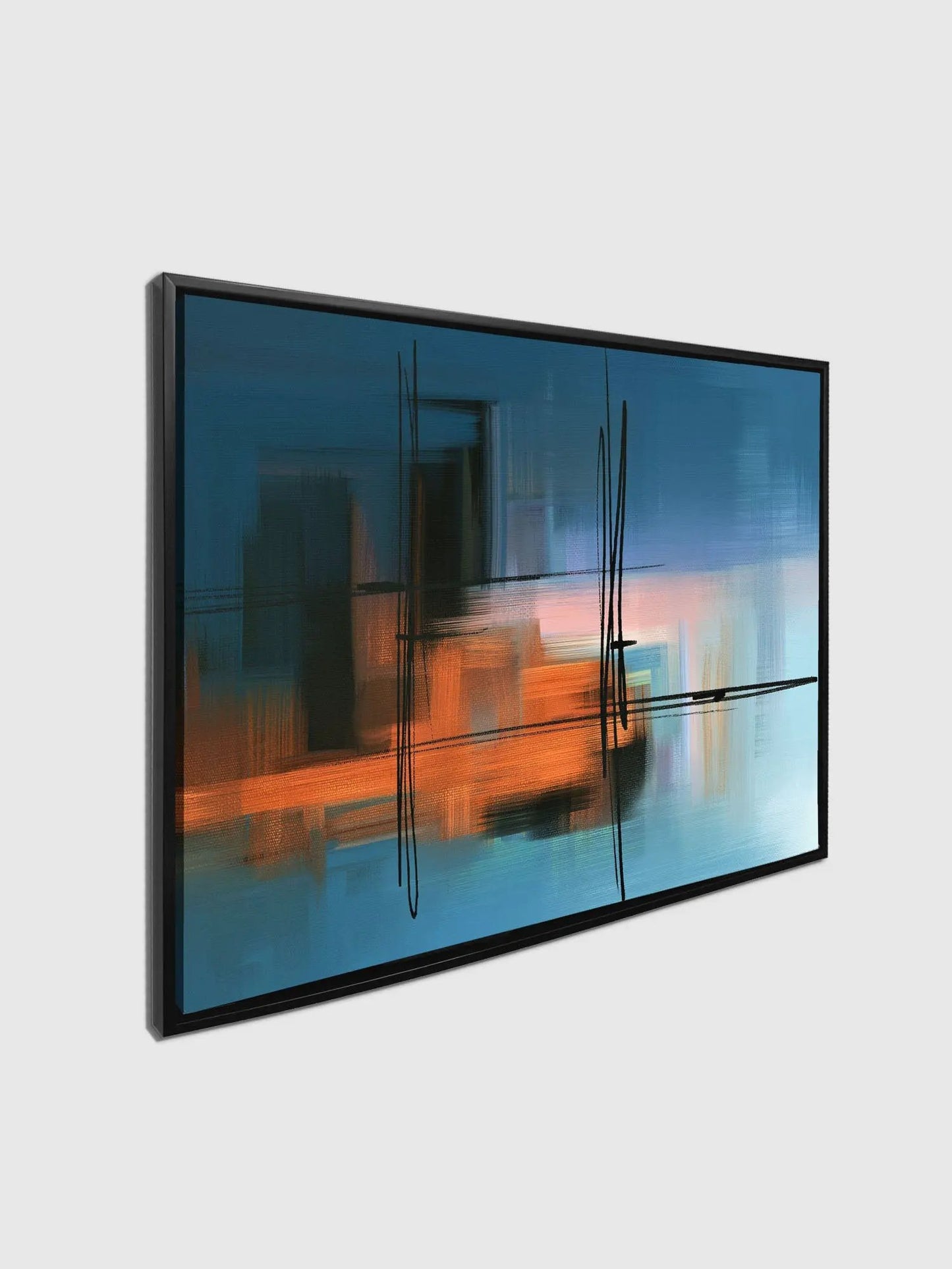 Wall Art-Hues of Blue Abstract- Fine Art Canvas - RGB varnish #4836-105 by Gtaart.ca