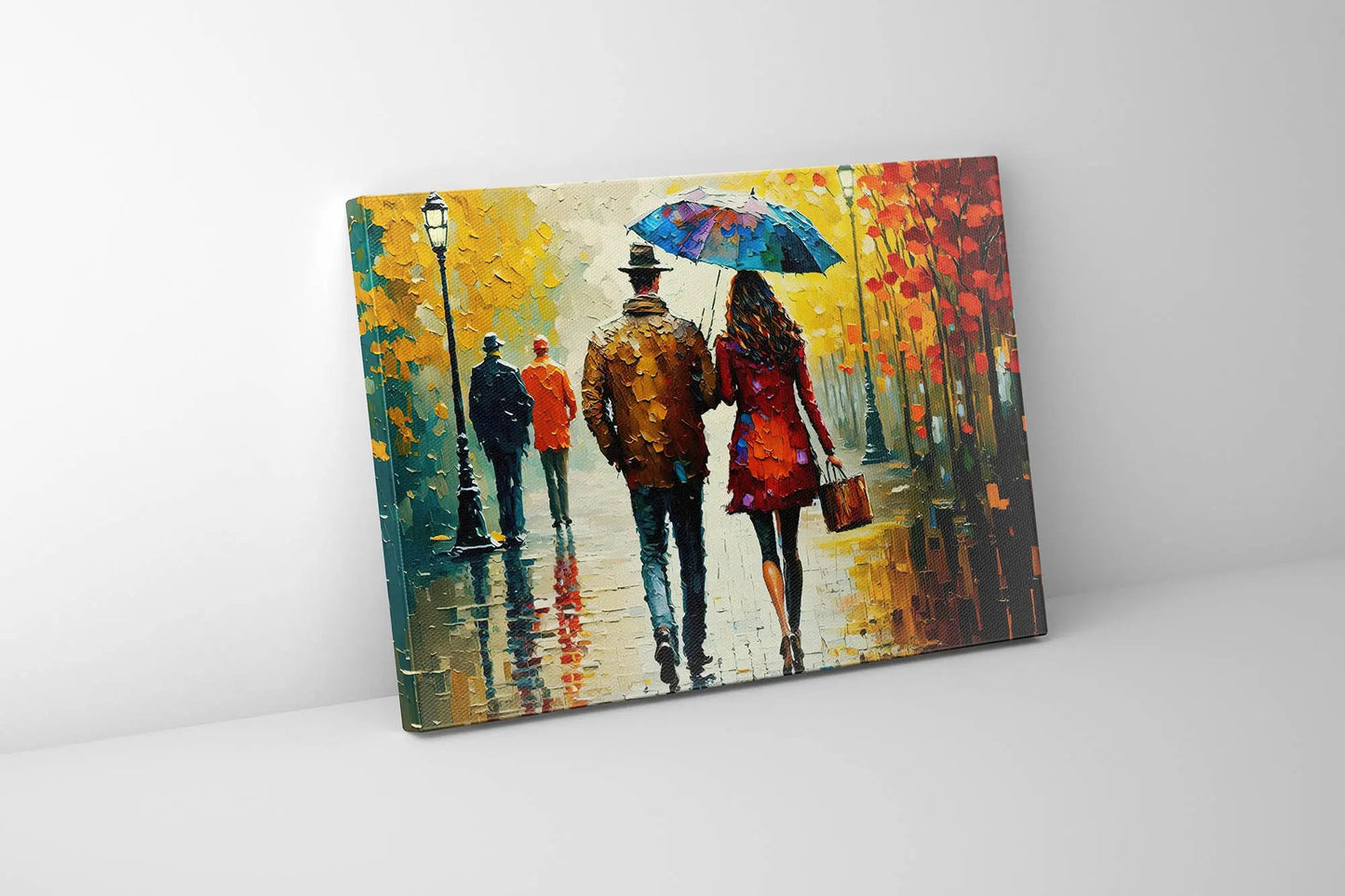 Couple In Fall- Vintage Artwork-Wall decor-Canvas Print Painted by Gtaart.ca