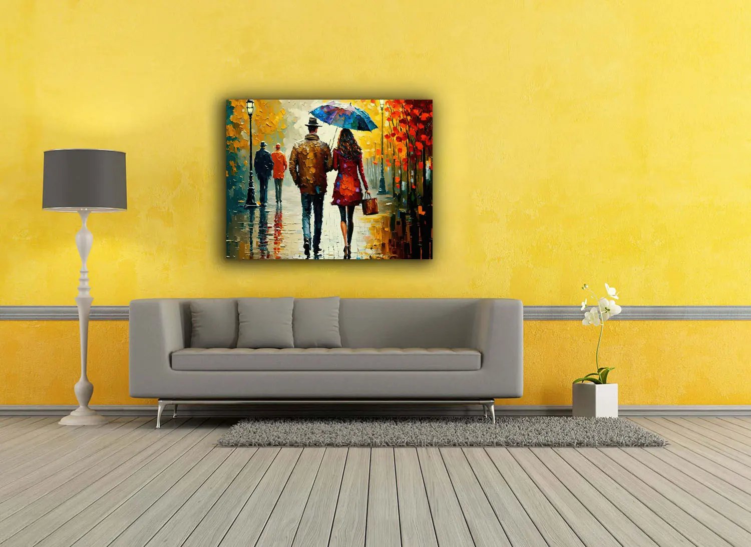 Couple In Fall- Vintage Artwork-Wall decor-Canvas Print Painted by Gtaart.ca