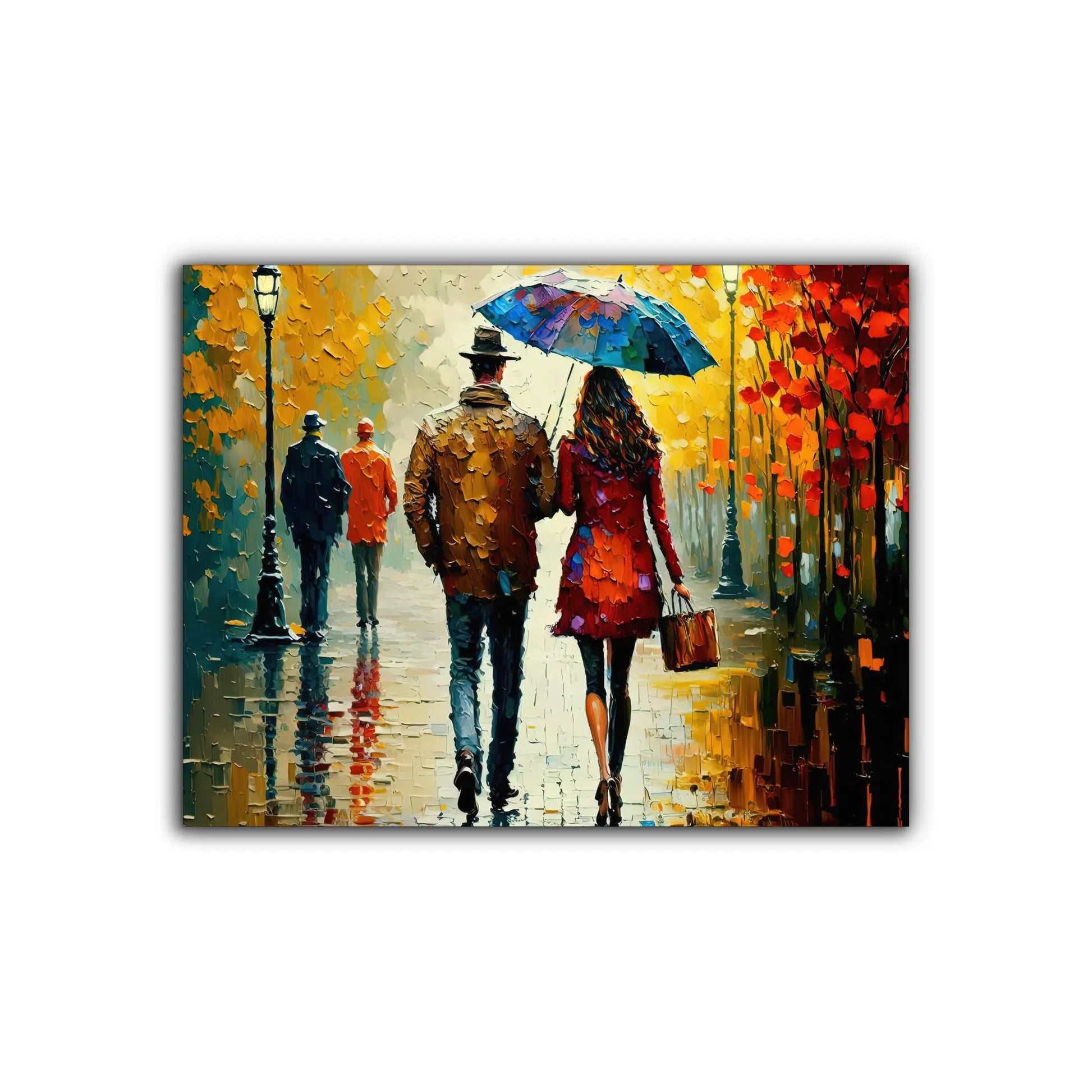 Couple In Fall- Vintage Artwork-Wall decor-Canvas Print Painted by Gtaart.ca