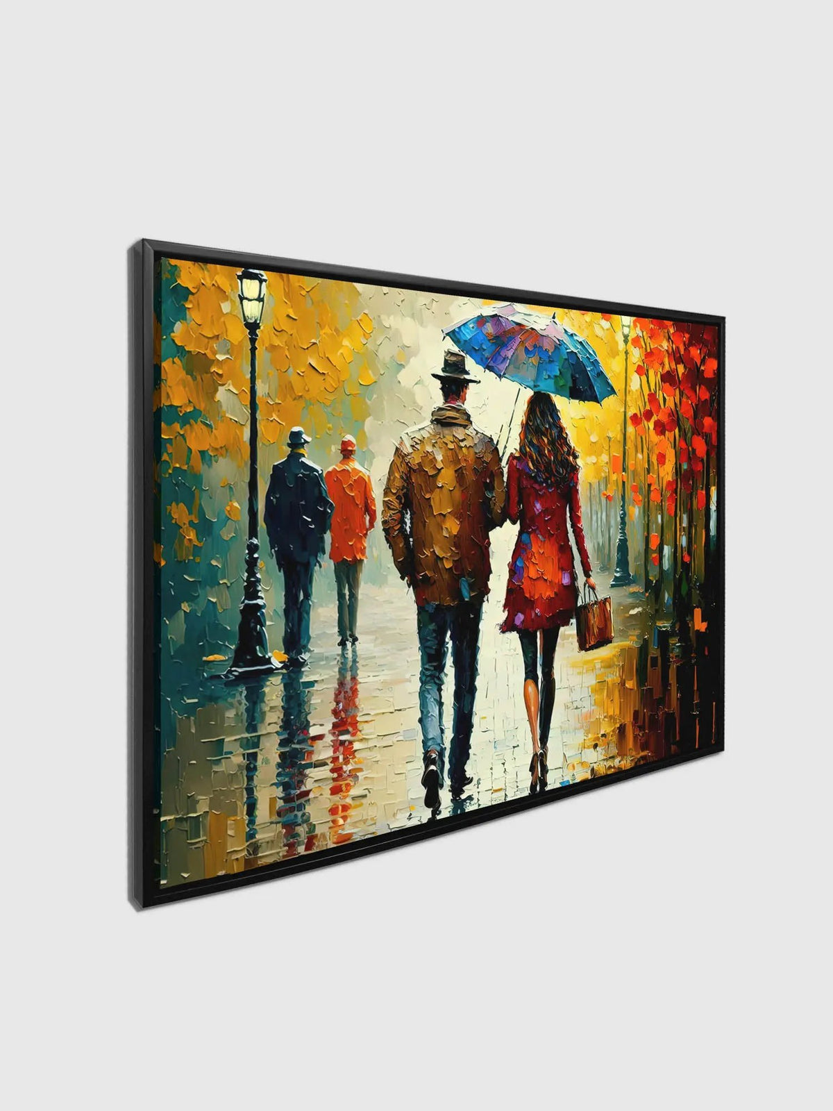 Couple In Fall- Vintage Artwork-Wall decor-Canvas Print Painted by Gtaart.ca