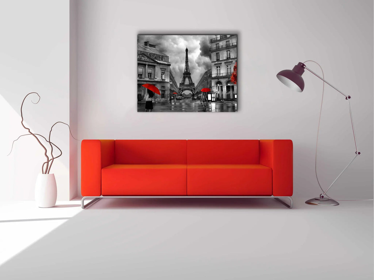 Canvas Wall Art-Painterly Paris With Red Accents- Fine Artwork by Gtaart.ca