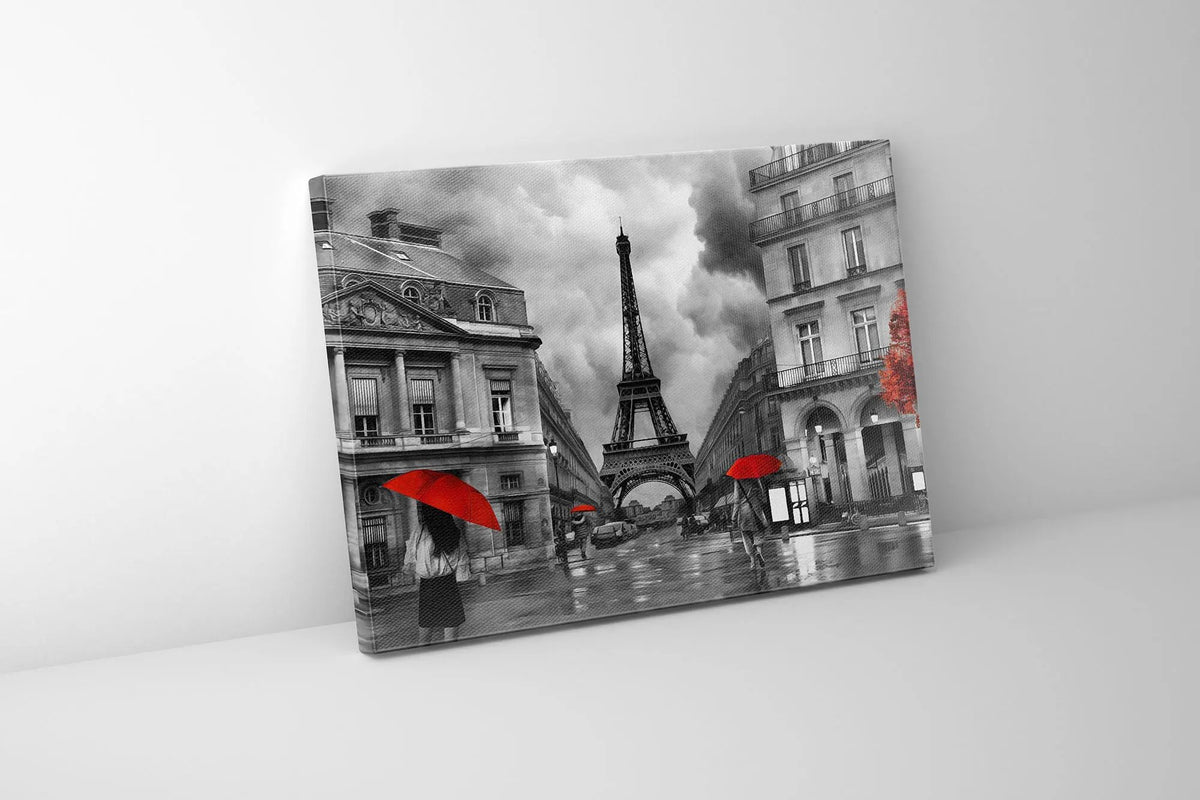 Canvas Wall Art-Painterly Paris With Red Accents- Fine Artwork by Gtaart.ca