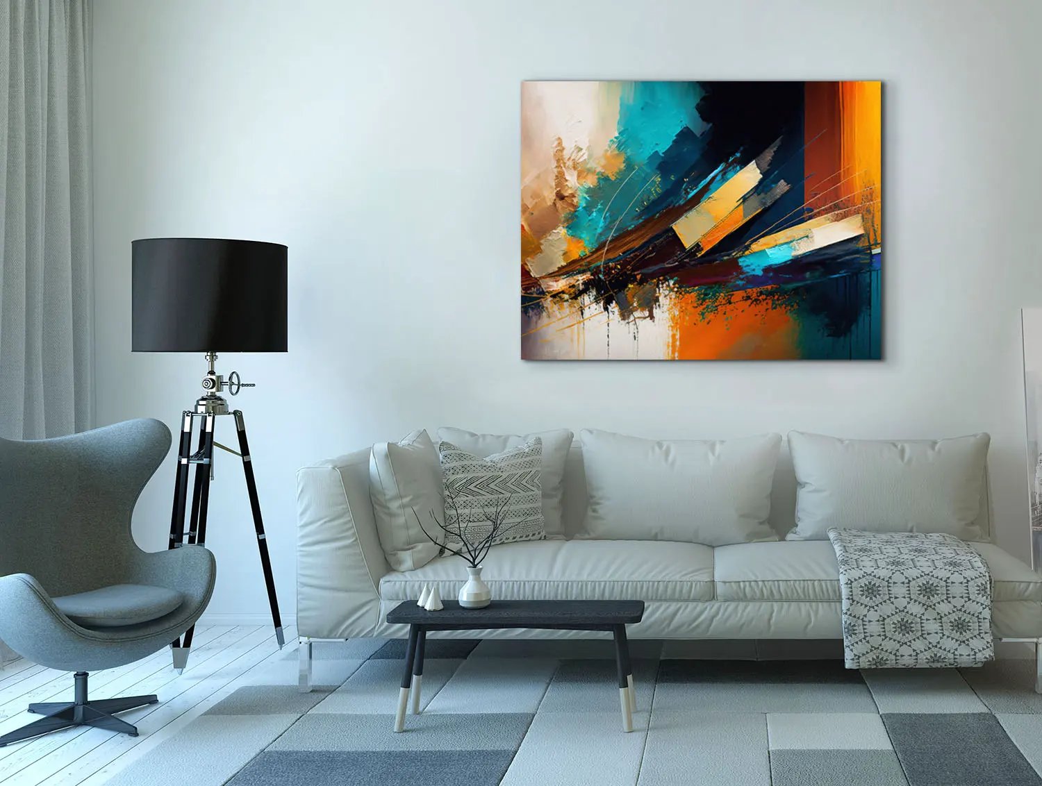 Canvas Print-Abstract Golden Blues-Wall Art by Gtaart.ca