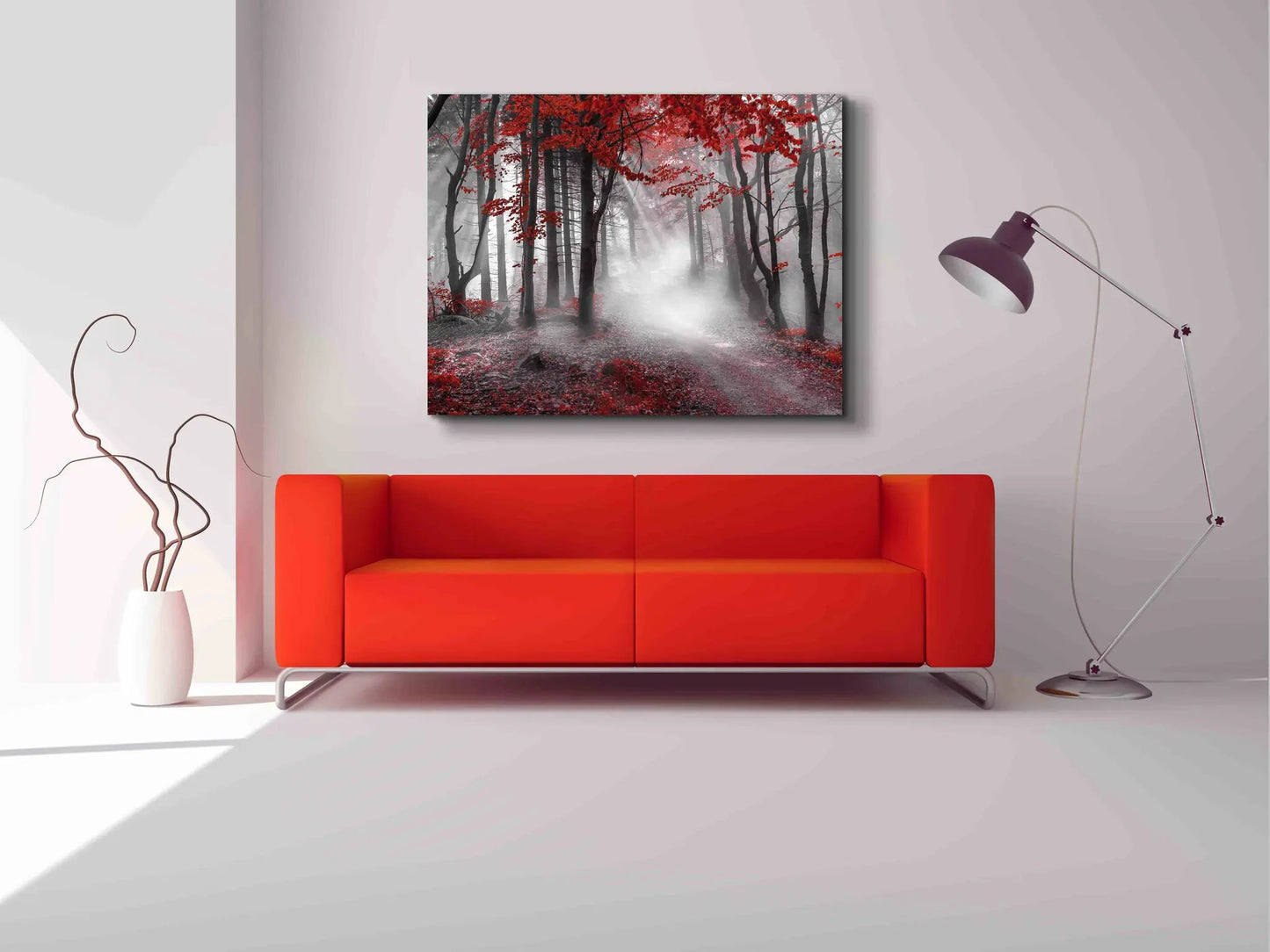 Printed Artwork-Red Isolate Forest-Wall decor by Gtaart.ca